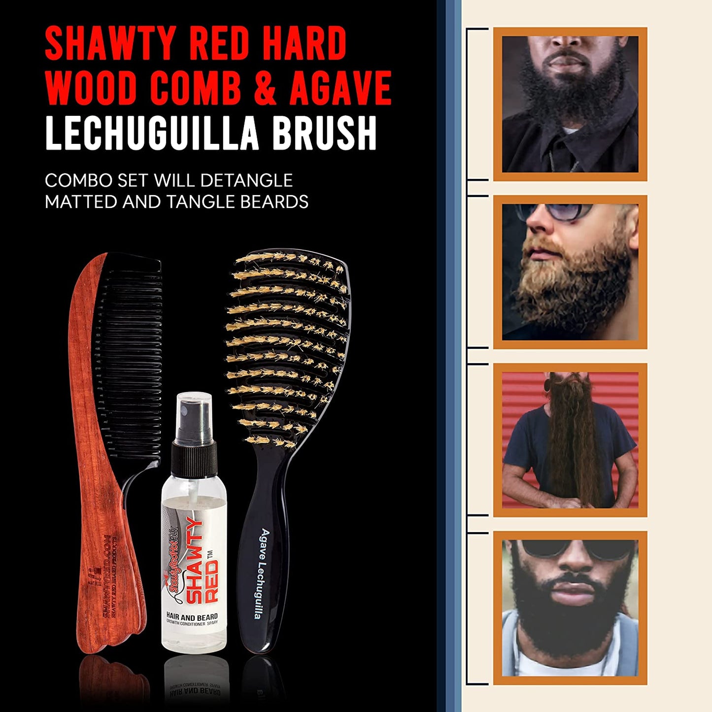 The KoSher Agave Lechuguilla Hairbrush W/ Wood Comb & Hair Conditioning Spray