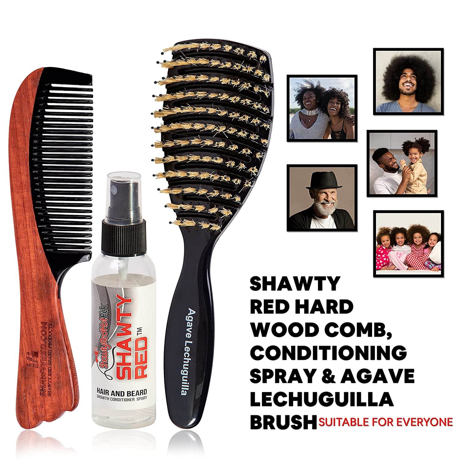 The KoSher Agave Lechuguilla Hairbrush W/ Wood Comb & Hair Conditioning Spray - Kosher Wave